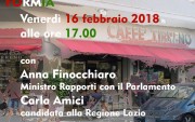 VENERDI’ 16 FEBBRAIO 2018, ORE 17: AL CAFFE’ TIRRENO CARLA AMICI E IL MINISTRO ANNA FINOCCHIARO